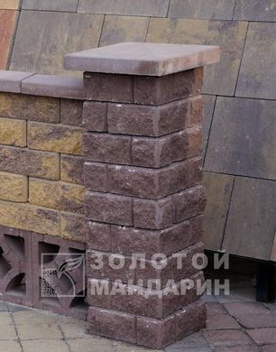 Блок декоративний для стовпа 300х300х100 Коричневий (чотиристоронній скол) ТМ Золотий Мандарин