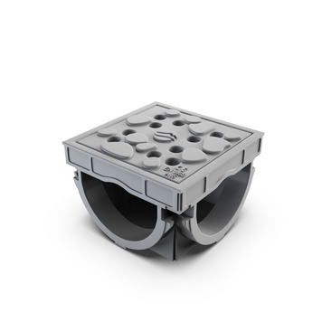 Угловой соединитель пластиковый Micro DN50 H50 с решёткой пластиковая Stone А15 серого цвета