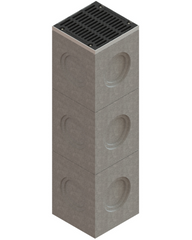 Дождеприемник секционный бетонный Mega 520x510 H650 раструб 315 верхняя часть с решеткой чугунной щелевой
