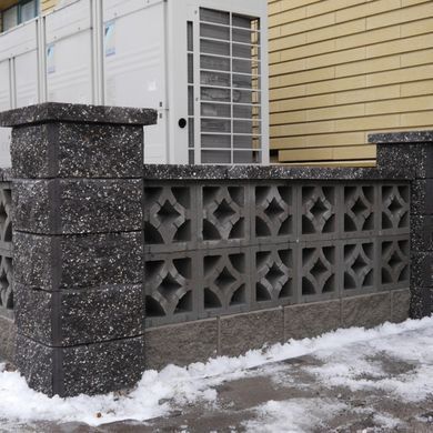 Блок декоративний для стовпа 400х400х200 мм Чорний з мармуром (чотиристоронній скол) ТМ Золотий Мандарин