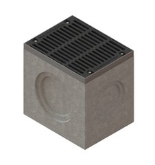 Дощоприймач секційний бетонний Mega 510x640 H650 верхня частина з корзиною з решіткою чавунною щілинною E600