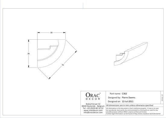 Карниз для скрытого освещения Orac Decor C362 CURVE Полиуретановый