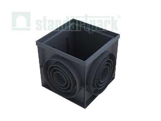 Дощоприймач-піскоуловлювач PolyMax Basic 40.40 пластиковий чорний кутовий