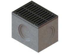 Дощоприймач секційний бетонний Mega 510x385 H440 верхня частина з решіткою чавунною щілинною F900