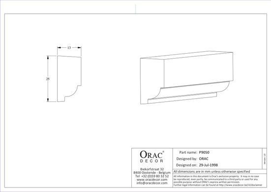 Молдинг гладкий гибкий Orac Decor P9050F Полиуретановый