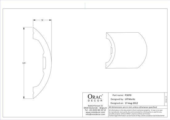 Молдинг гладкий Orac Decor P3070 RADIUS Поліуретановий