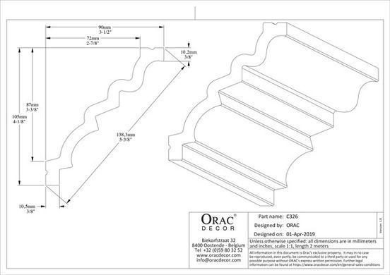 Карниз гладкий Orac Decor C326 Полиуретановый