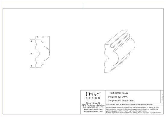 Молдинг гладкий гибкий Orac Decor PX103F Дюрополимерный