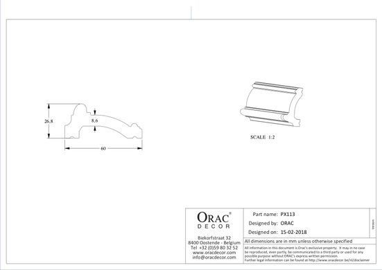 Молдинг гладкий Orac Decor PX113 Дюрополімерний