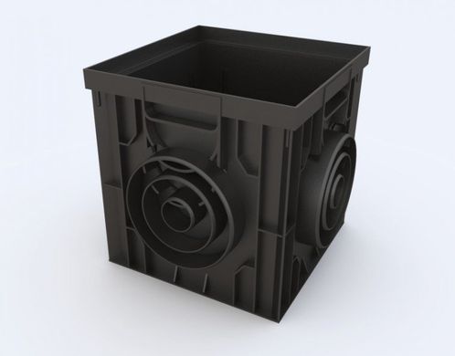 Комплект: дождеприемник пластиковый 30х30 Ecoteck с решеткой пластиковой декоративной (черной), корзиной и перегородками