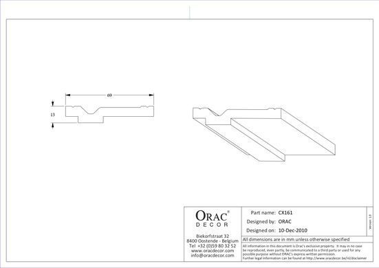 Карниз гладкий Orac Decor CX161 Дюрополимерный