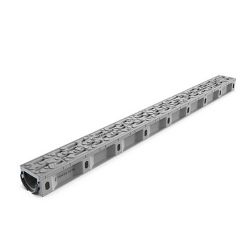 Лоток водоотводный пластиковый Micro DN50 H50 с решеткой пластиковая Stone А15 серого цвета