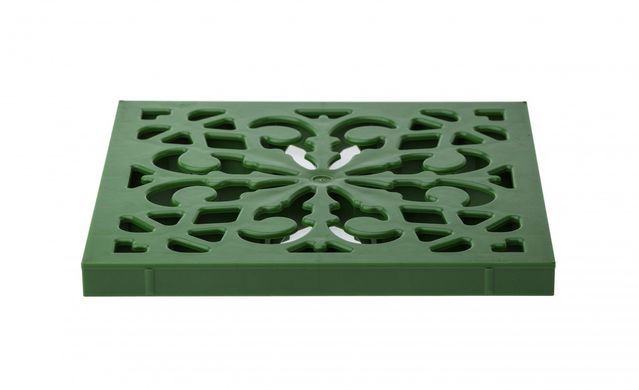 Комплект: дождеприемник пластиковый 30х30 Ecoteck с решеткой пластиковой декоративной (зеленый папоротник), корзиной и перегородками