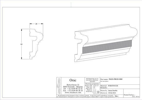 Молдинг с орнаментом Orac Decor P6020 Полиуретановый