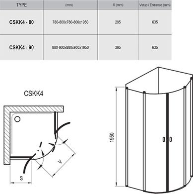 Душевая кабина полукруглая CHROME CSKK4-80 Transparent, (3Q140U00Z1) RAVAK