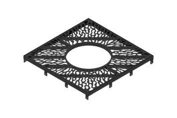 Решётка приствольная стальная окрашенная 1200x1200 с круглым отверстием рамка тип 2 чёрная