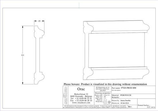 Молдинг з орнаментом Orac Decor P7020 Поліуретановий