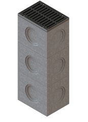 Дощоприймач секційний бетонний Mega 510x385 H440 верхня частина з решіткою чавунною щілинною E600