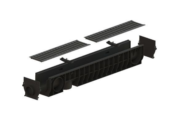 Лоток водоотводный PolyMax Basic ЛВ-10.16.16-ПП пластиковый 8000