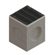 Дощоприймач секційний бетонний Mega 520x510 H650 верхня частина з решіткою чавунною щілинною E600